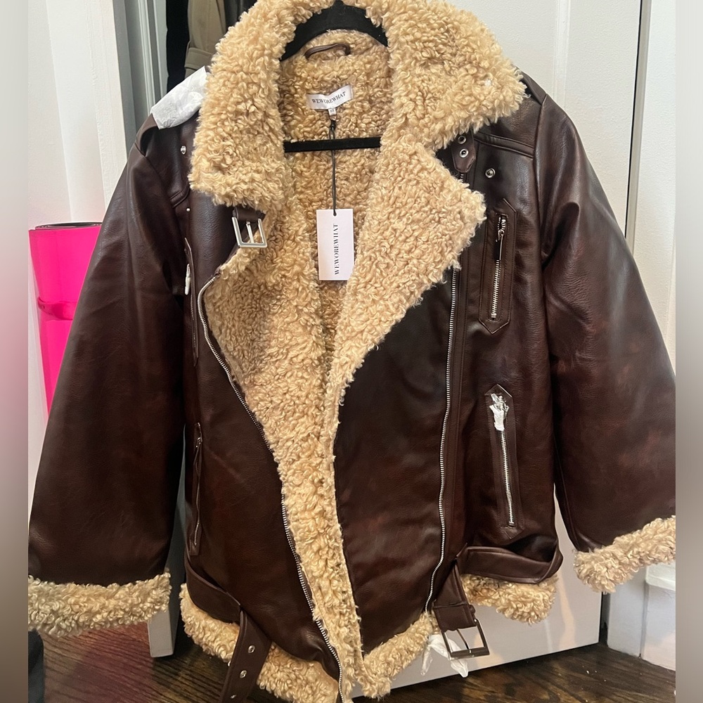 We Wore What Brown Vegan Leather Jacket